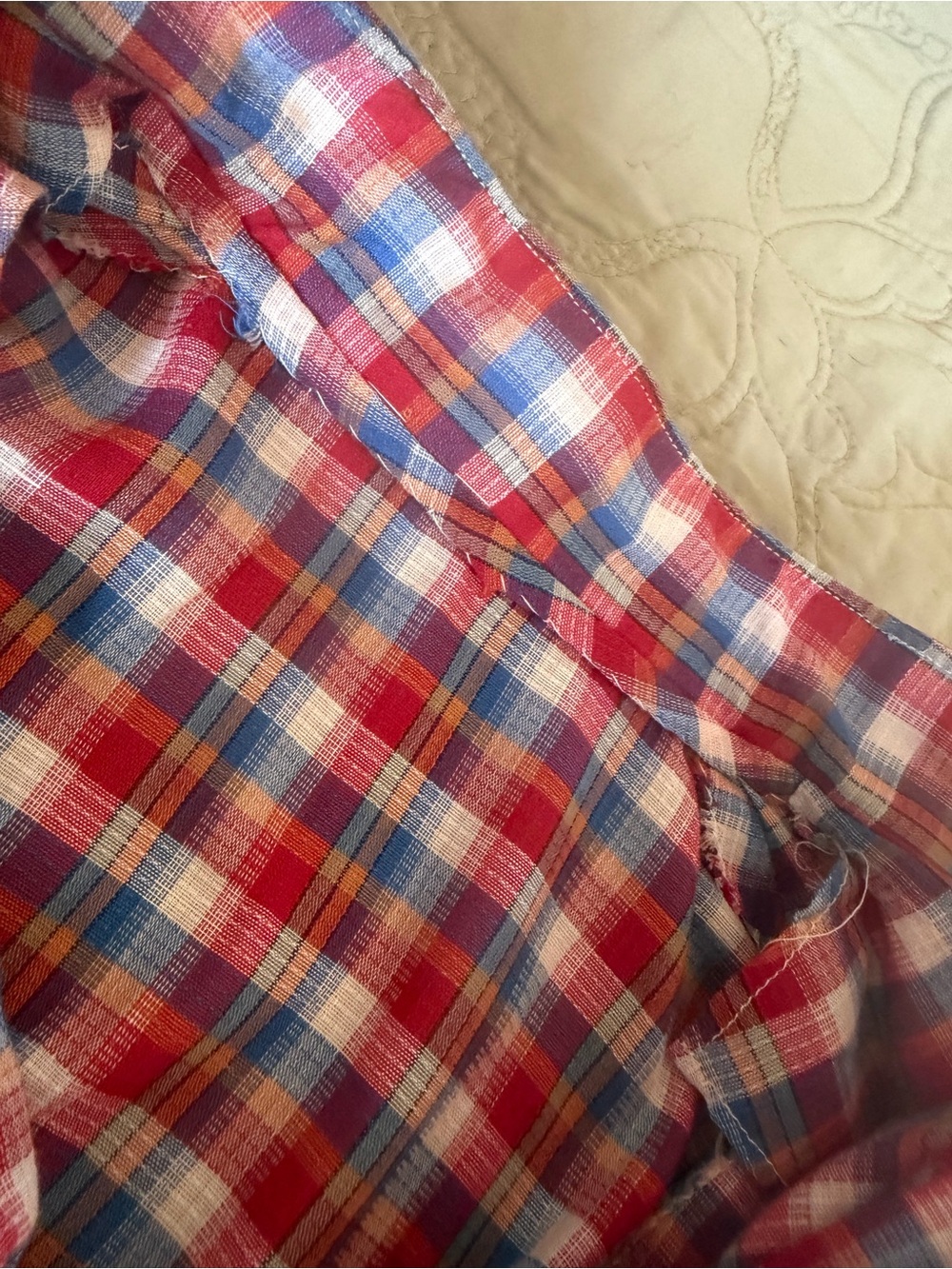 *SOLD* VTG 80s Handmade Plaid Ruffle Blouse Cottagecore Prairie Romantic, S - Picture 12 of 14